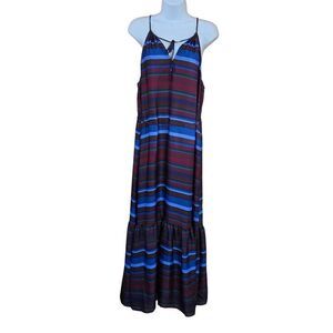 Multicolor Maxi Dress Striped Sleeveless tiered coquette flowy sexy bold colors